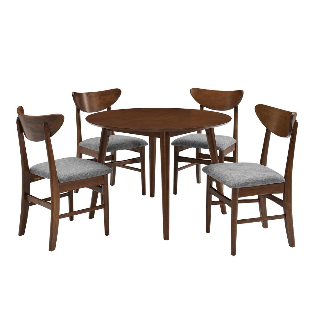 Landon 5-Piece Round Dining Table Set For 4 – Table & 4 Wood Back Chairs