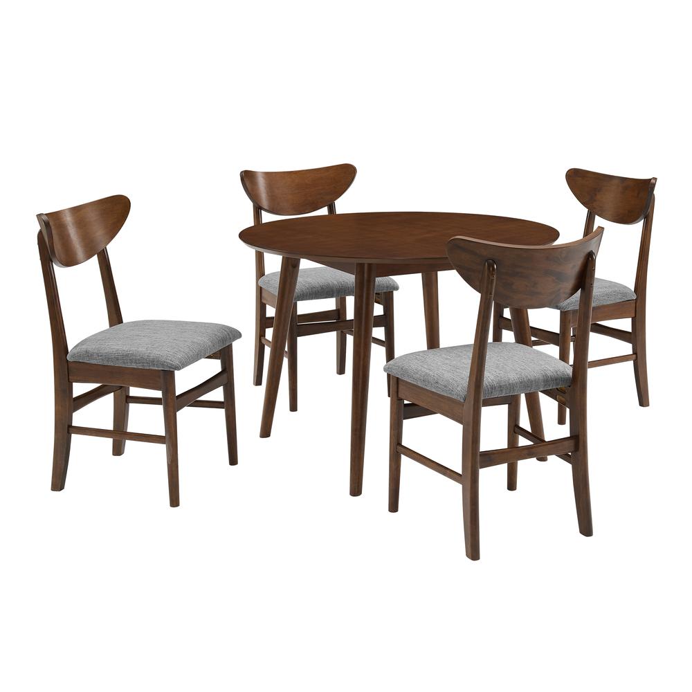 Landon 5-Piece Round Dining Table Set For 4 – Table & 4 Wood Back Chairs