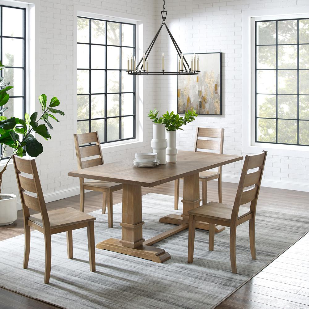 Joanna 5-Piece Dining Table Set For 4 – Table & 4 Ladder-Back Chairs