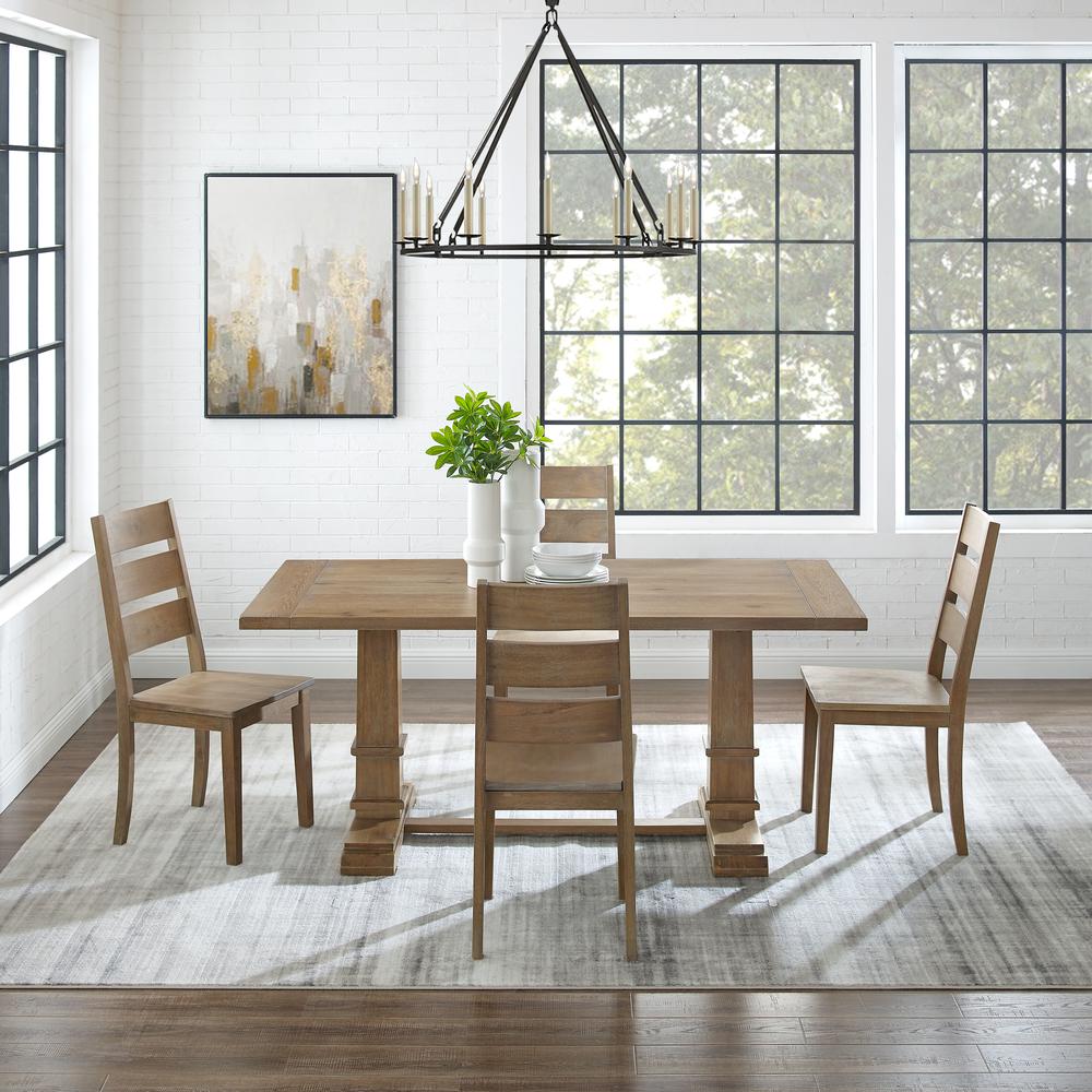 Joanna 5-Piece Dining Table Set For 4 – Table & 4 Ladder-Back Chairs