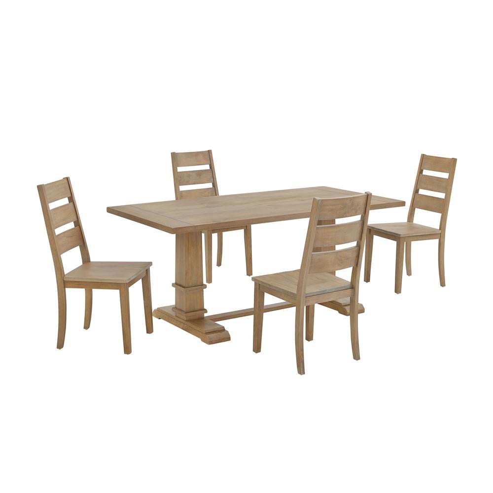 Joanna 5-Piece Dining Table Set For 4 – Table & 4 Ladder-Back Chairs