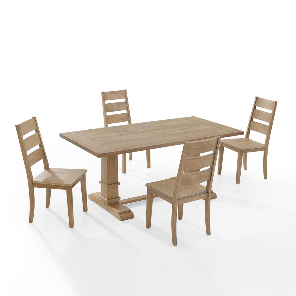 Joanna 5-Piece Dining Table Set For 4 – Table & 4 Ladder-Back Chairs