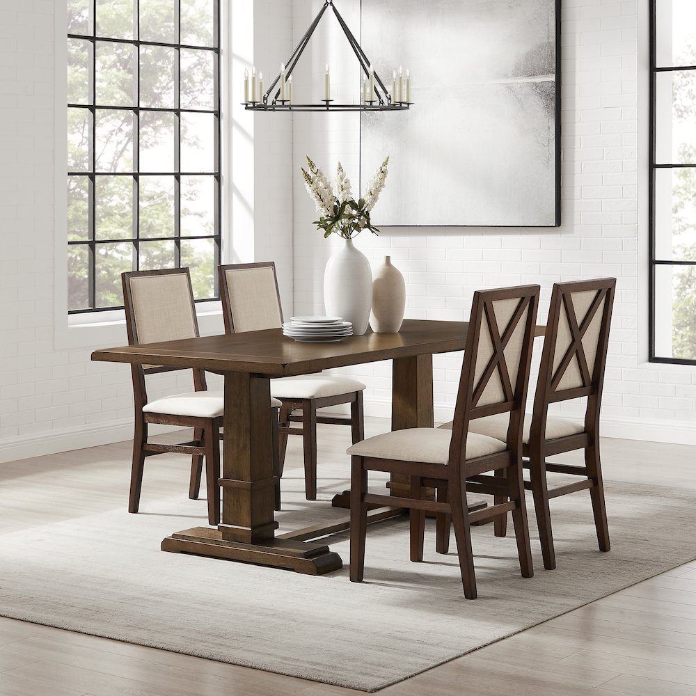 Joanna 5-Piece Dining Table Set For 4 – Table & 4 Upholstered Back Chairs