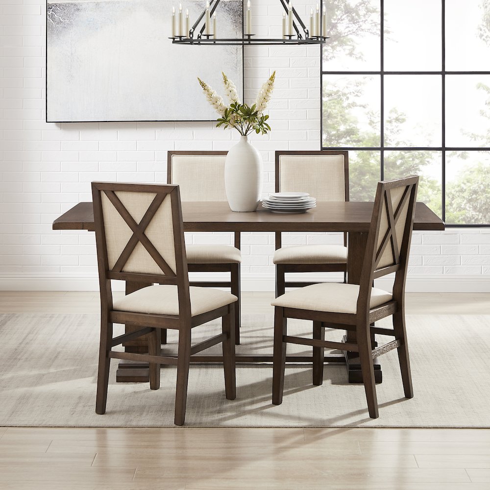 Joanna 5-Piece Dining Table Set For 4 – Table & 4 Upholstered Back Chairs