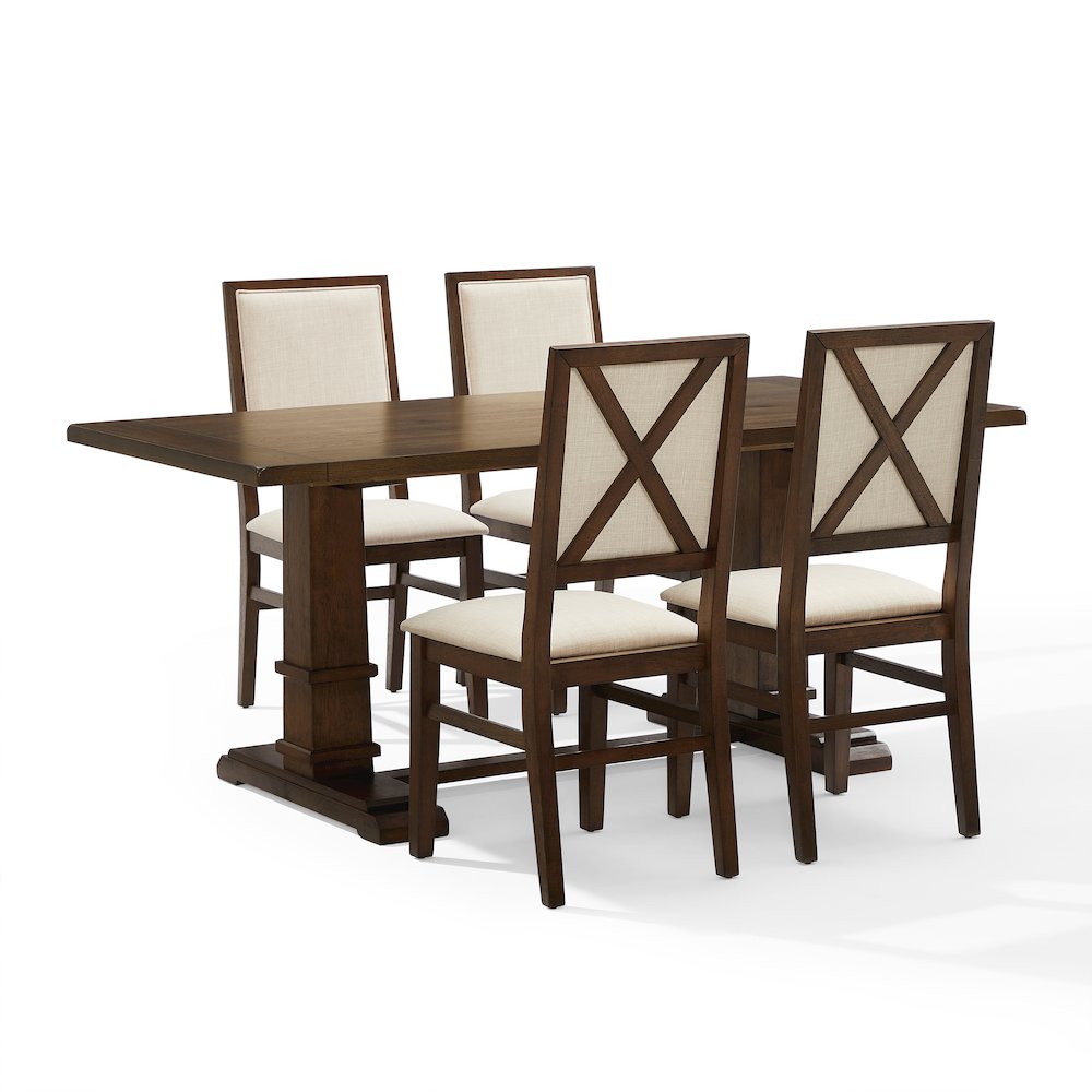 Joanna 5-Piece Dining Table Set For 4 – Table & 4 Upholstered Back Chairs