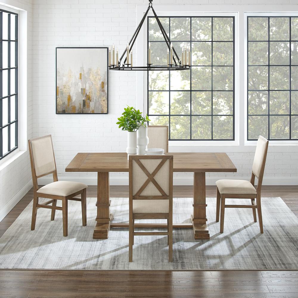 Joanna 5-Piece Dining Table Set For 4 – Table & 4 Upholstered Back Chairs