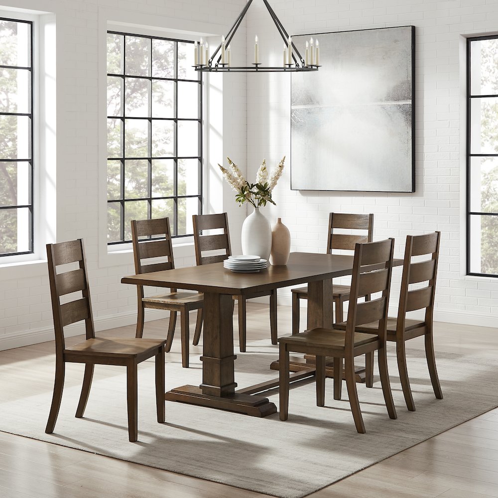 Joanna 7-Piece Dining Table Set For 6 – Table & 6 Ladder-Back Chairs