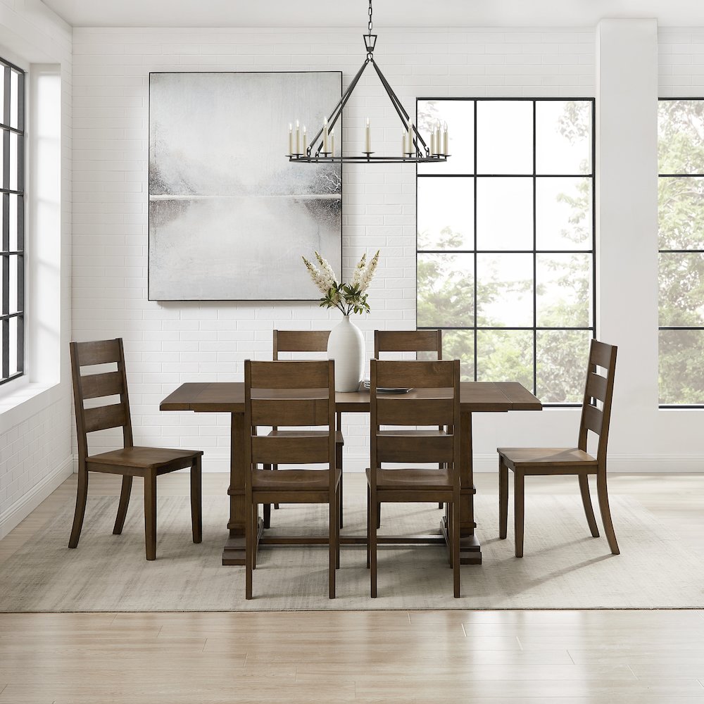 Joanna 7-Piece Dining Table Set For 6 – Table & 6 Ladder-Back Chairs