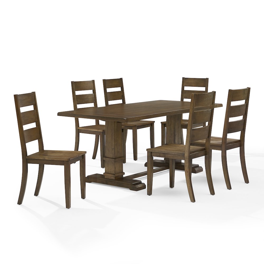 Joanna 7-Piece Dining Table Set For 6 – Table & 6 Ladder-Back Chairs