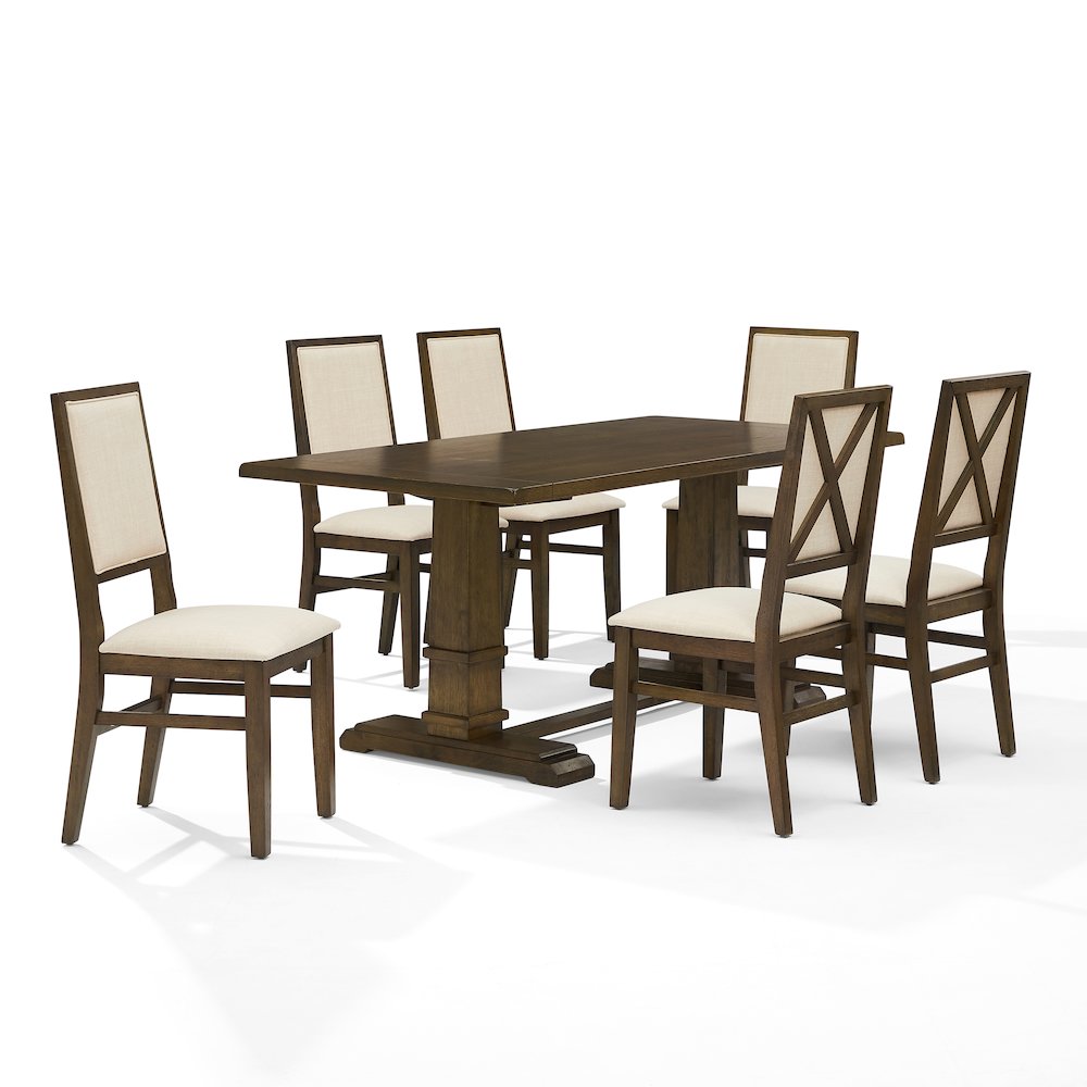 Joanna 7-Piece Dining Table Set For 6 – Table & 6 Upholstered Back Chairs