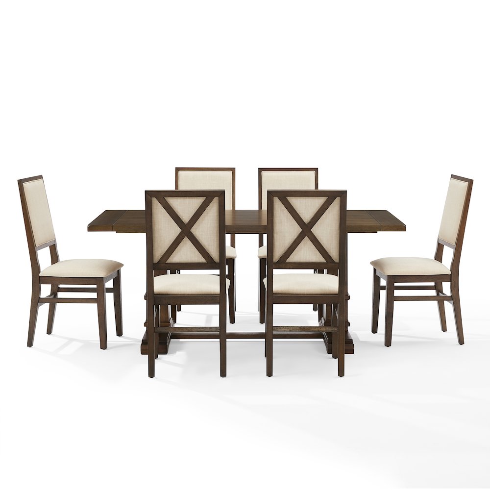 Joanna 7-Piece Dining Table Set For 6 – Table & 6 Upholstered Back Chairs