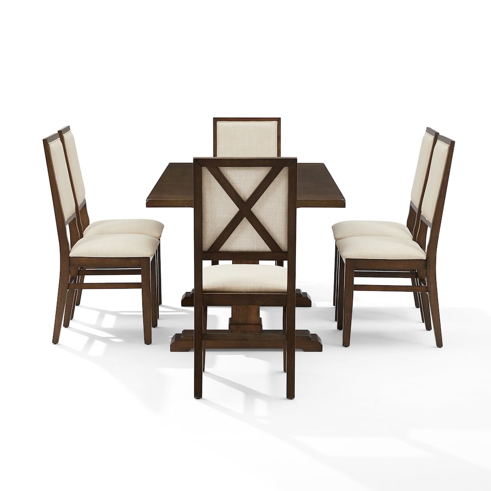 Joanna 7-Piece Dining Table Set For 6 – Table & 6 Upholstered Back Chairs