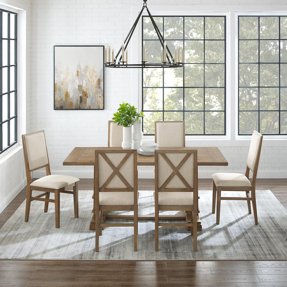 Joanna 7-Piece Dining Table Set For 6 – Table & 6 Upholstered Back Chairs