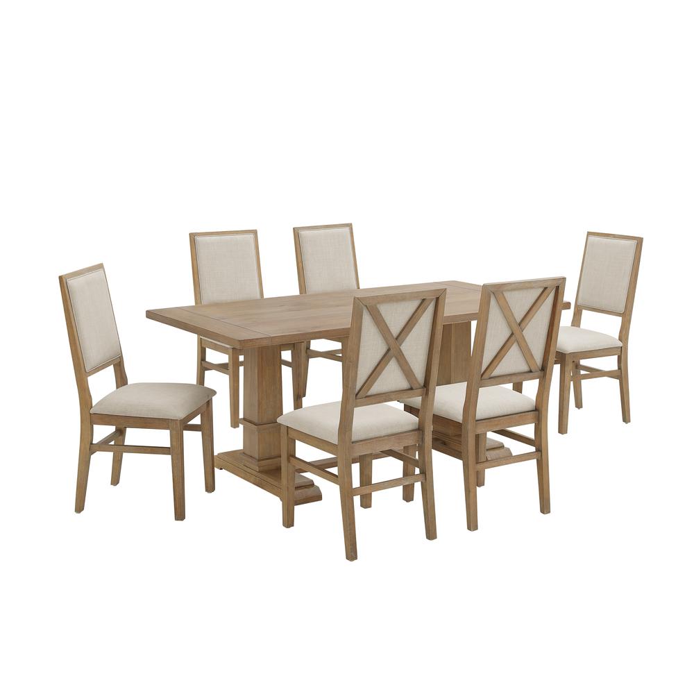 Joanna 7-Piece Dining Table Set For 6 – Table & 6 Upholstered Back Chairs