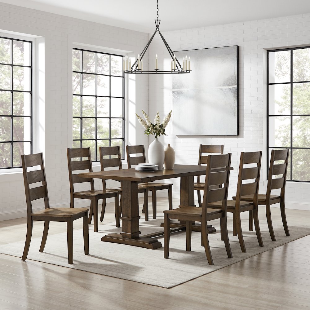 Joanna 9-Piece Dining Table Set For 8 – Table & 8 Ladder-Back Chairs