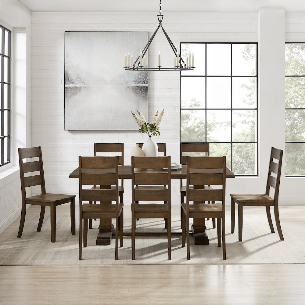 Joanna 9-Piece Dining Table Set For 8 – Table & 8 Ladder-Back Chairs