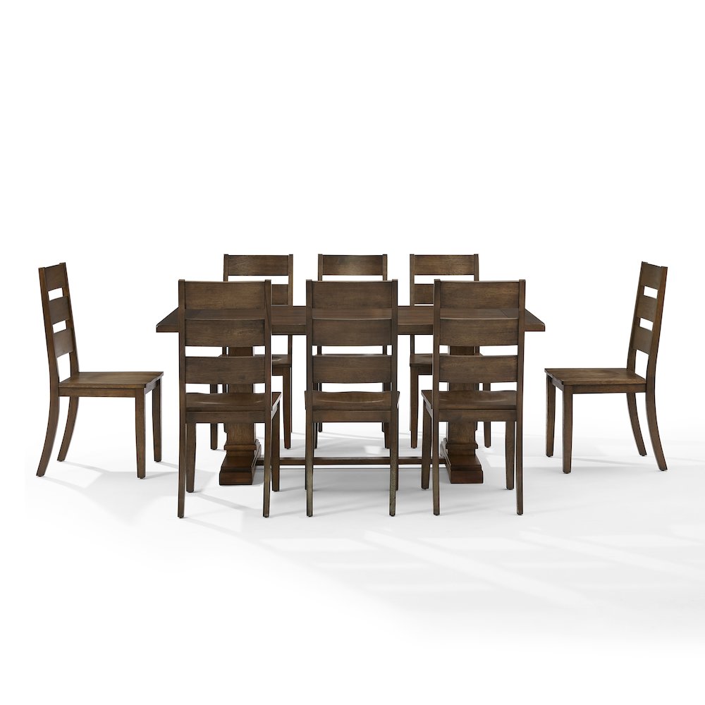 Joanna 9-Piece Dining Table Set For 8 – Table & 8 Ladder-Back Chairs