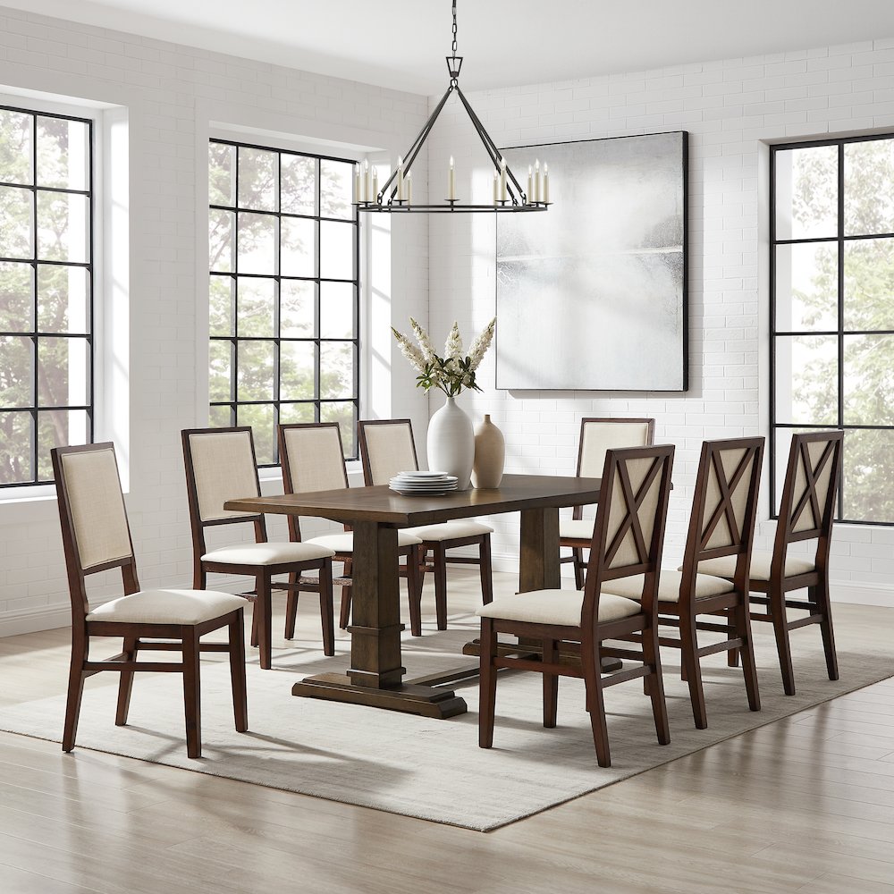 Joanna 9-Piece Dining Table Set For 8 – Table & 8 Upholstered Back Chairs
