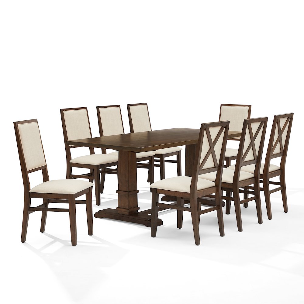 Joanna 9-Piece Dining Table Set For 8 – Table & 8 Upholstered Back Chairs