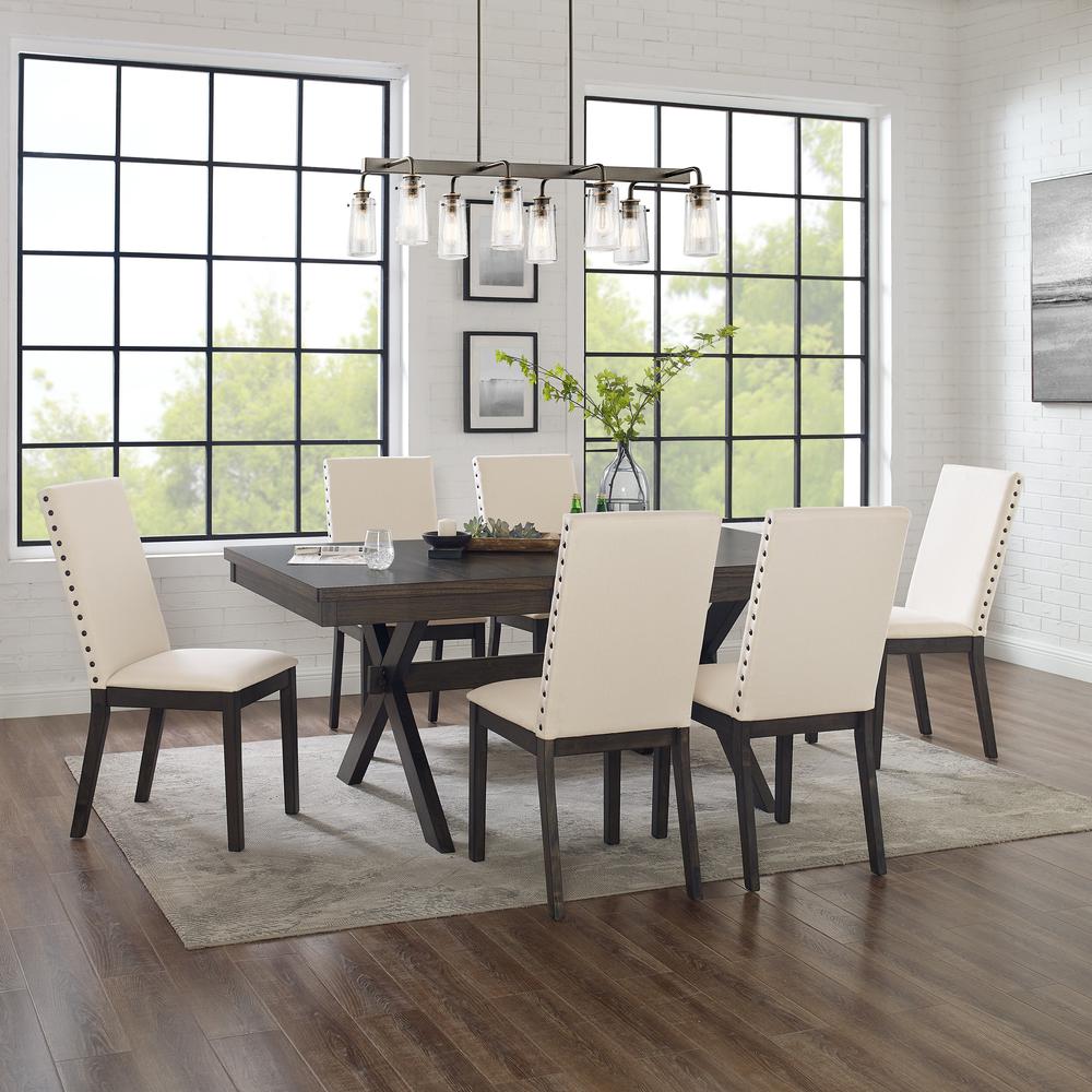 Hayden 7-Piece Dining Table Set For 6 – Table & 6 Upholstered Chairs