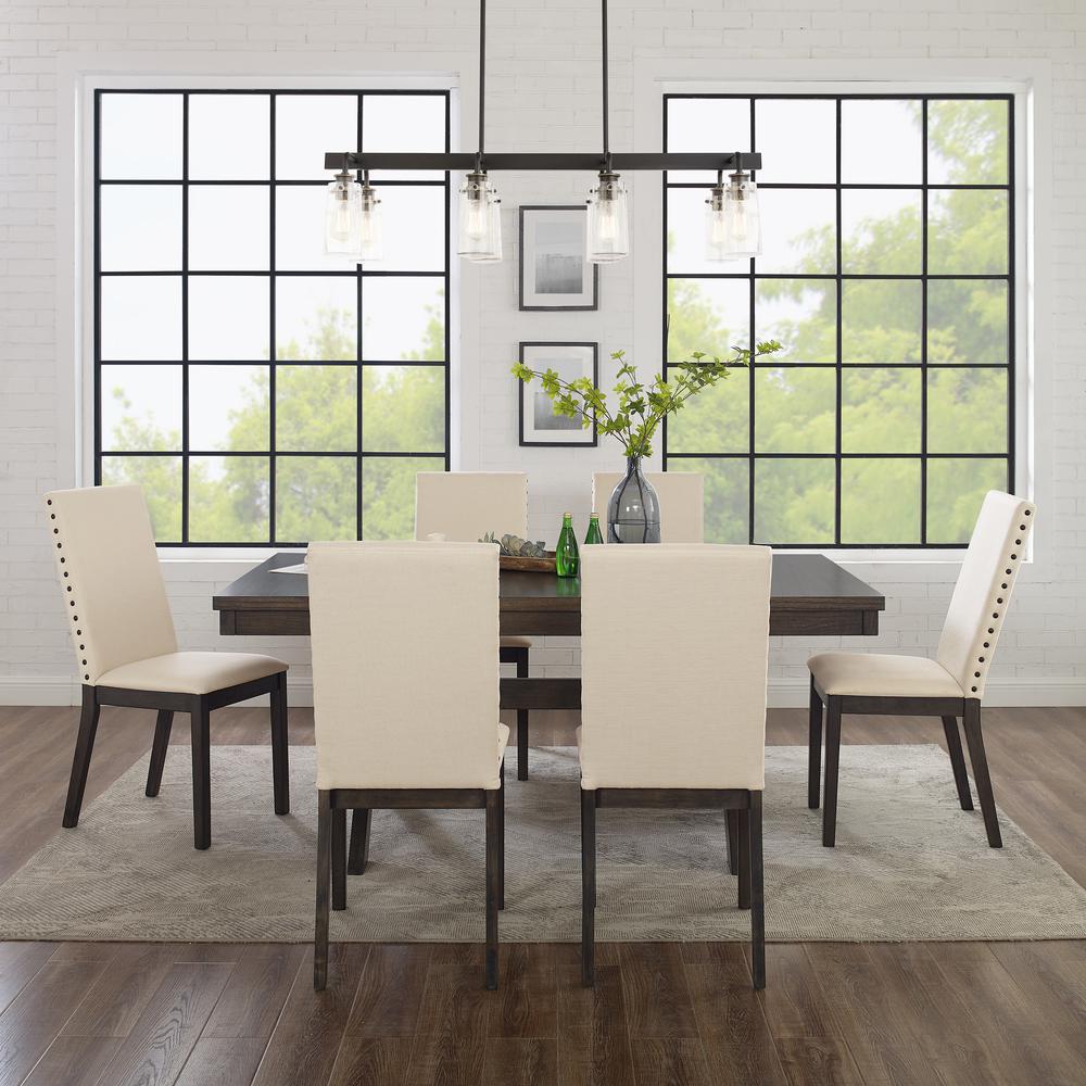 Hayden 7-Piece Dining Table Set For 6 – Table & 6 Upholstered Chairs