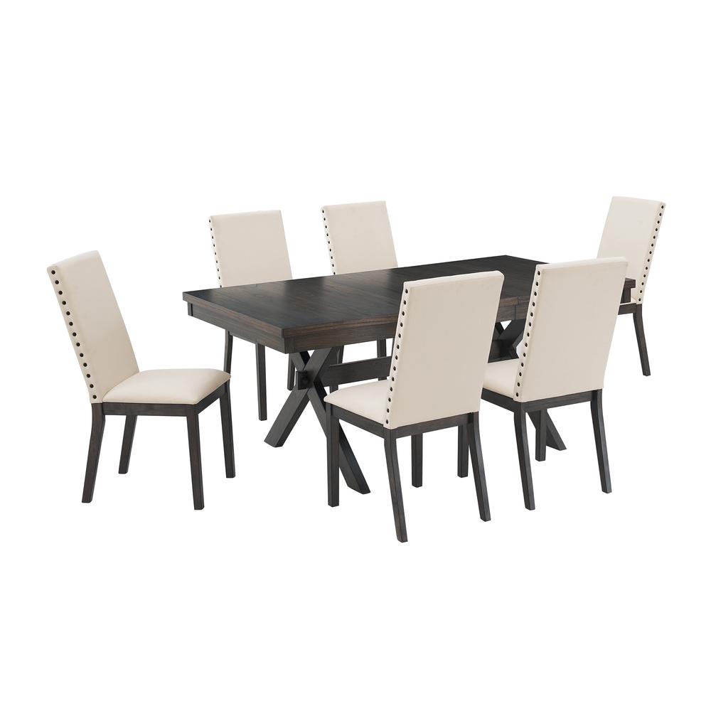 Hayden 7-Piece Dining Table Set For 6 – Table & 6 Upholstered Chairs