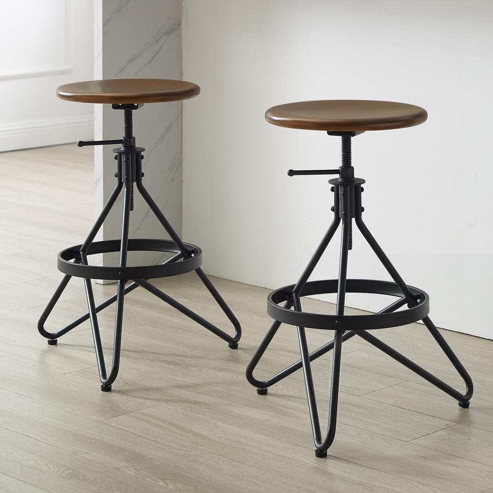 Kalen 2-Piece Adjustable Height Swivel Bar Stool Set – 2 Stools