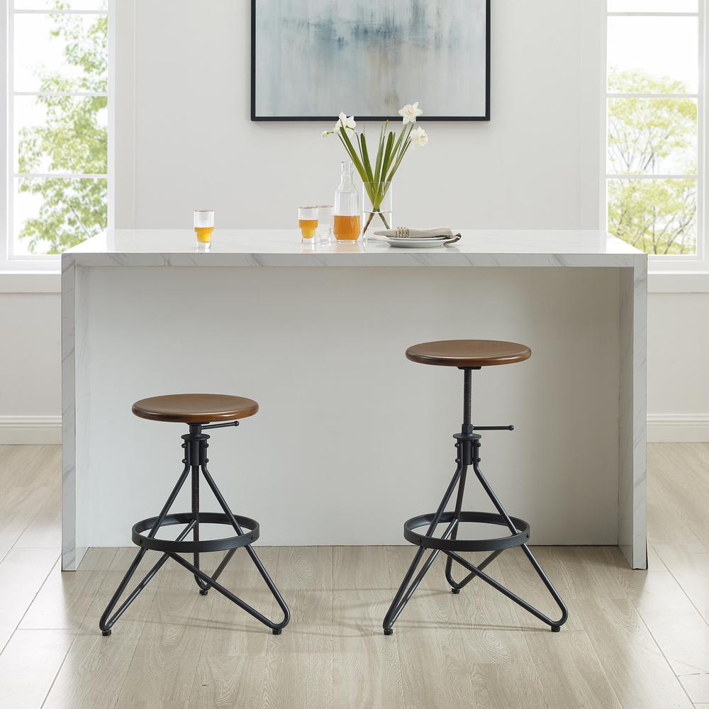 Kalen 2-Piece Adjustable Height Swivel Bar Stool Set – 2 Stools