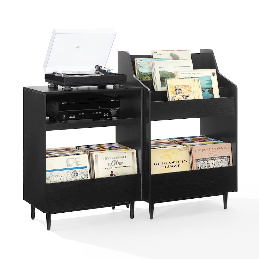 2-Piece Record Player Stand And Vinyl Storage Set