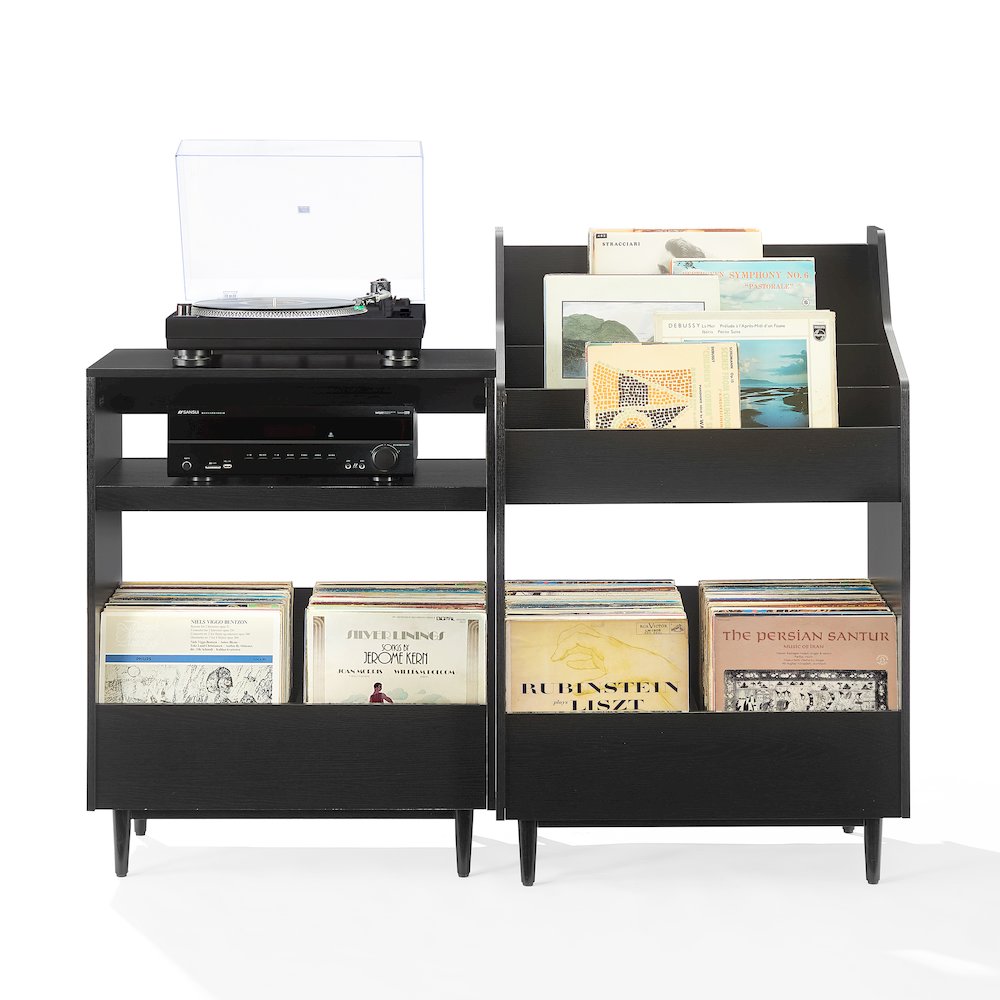 2-Piece Record Player Stand And Vinyl Storage Set
