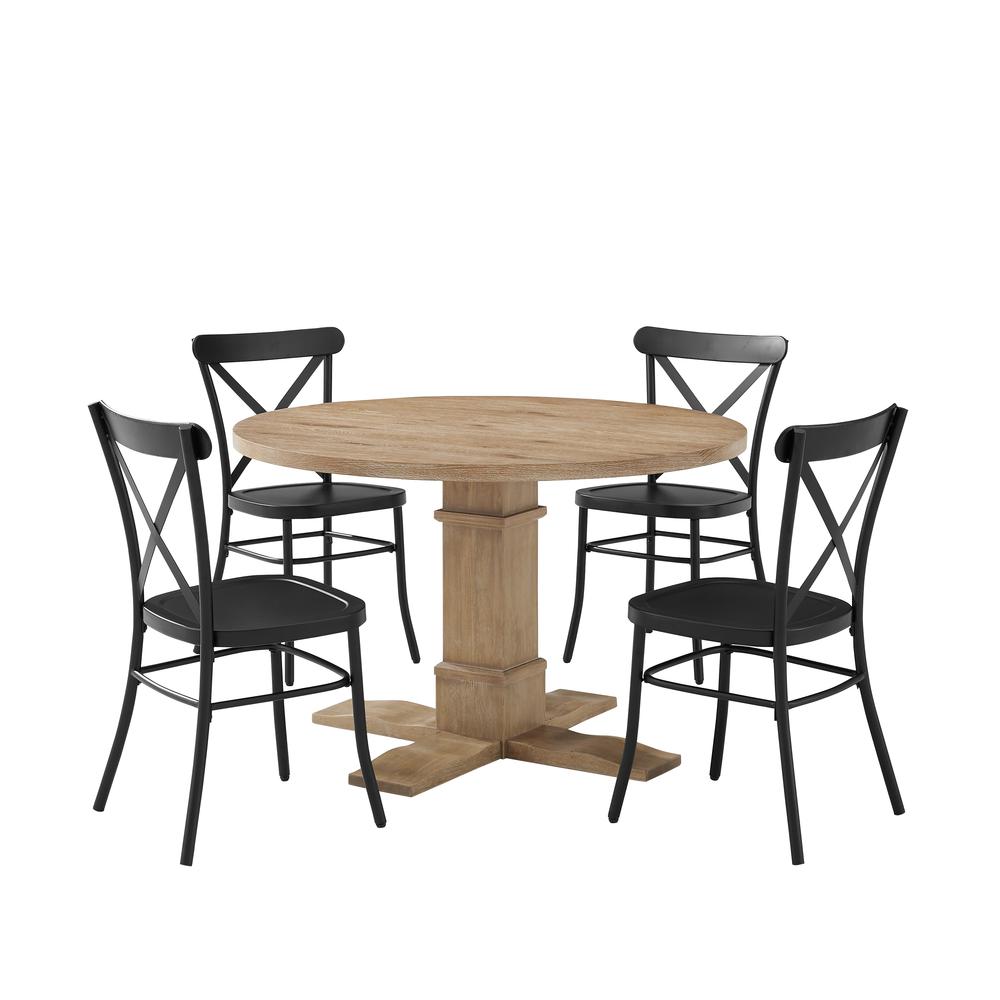 Joanna 5-Piece Round Dining Table Set W/Camille Chairs – Table & 4 Chairs