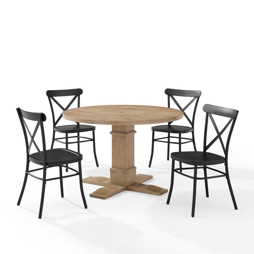 Joanna 5-Piece Round Dining Table Set W/Camille Chairs – Table & 4 Chairs
