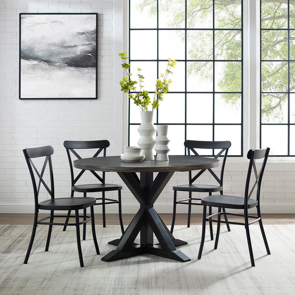 Hayden 5-Piece Round Dining Table Set W/Camille Chairs – Table & 4 Chairs