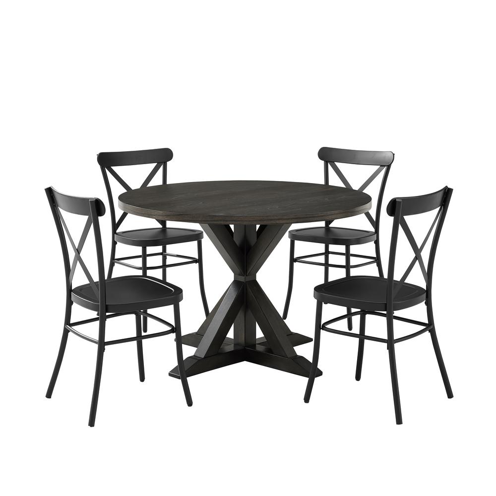 Hayden 5-Piece Round Dining Table Set W/Camille Chairs – Table & 4 Chairs
