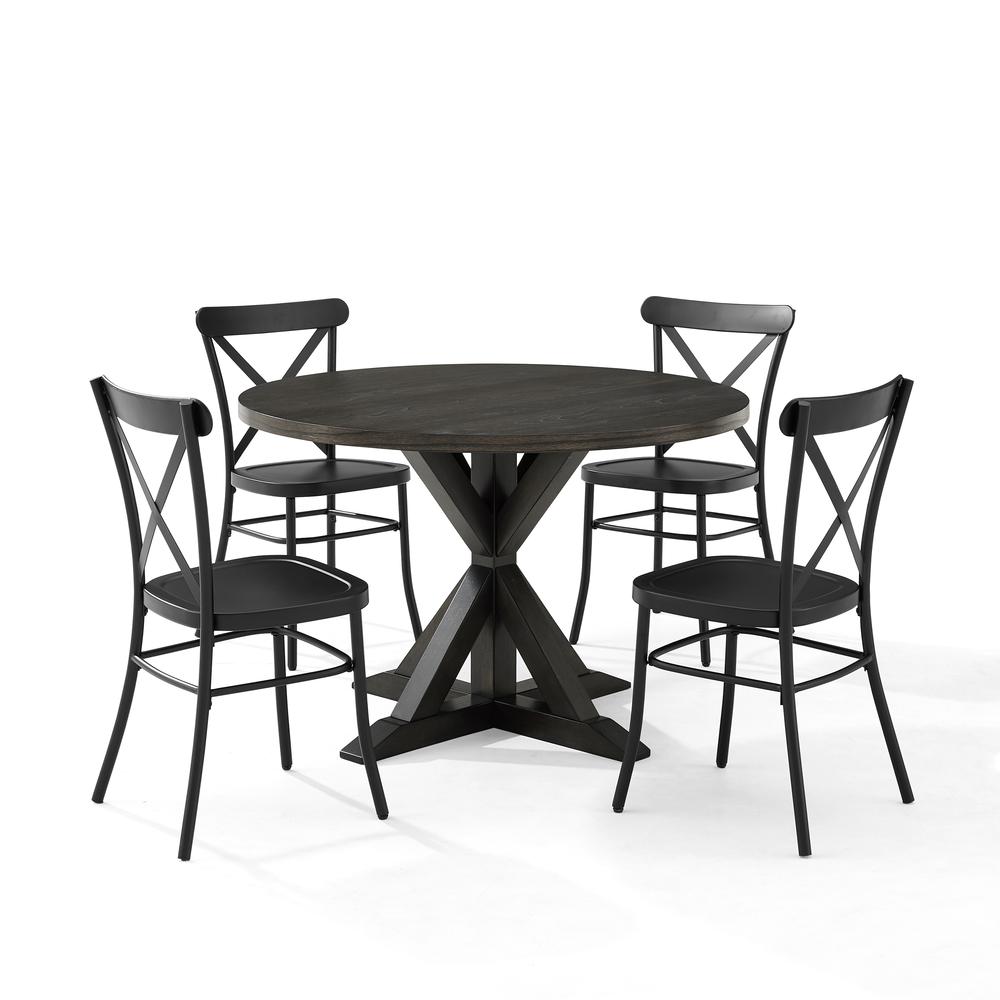Hayden 5-Piece Round Dining Table Set W/Camille Chairs – Table & 4 Chairs
