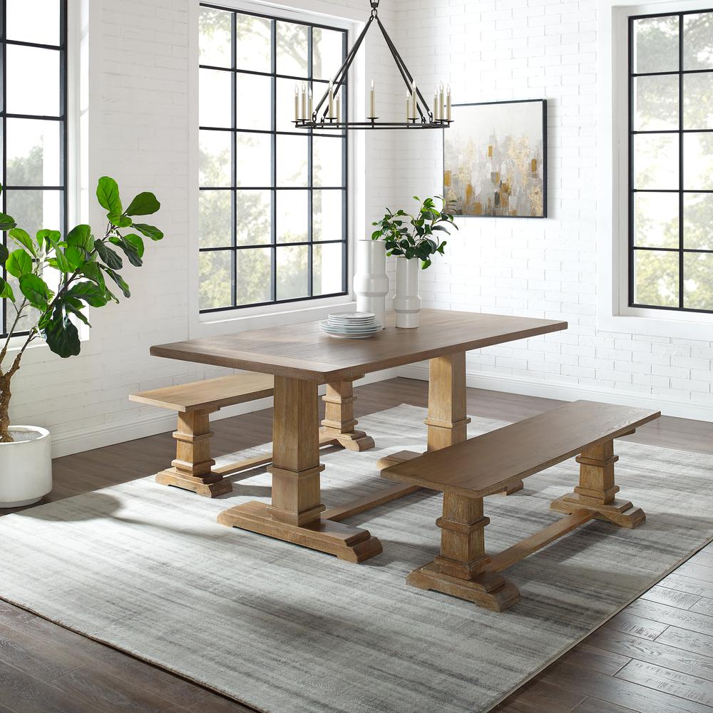 Joanna 3-Piece Dining Table Set For 6 – Table & 2 Benches