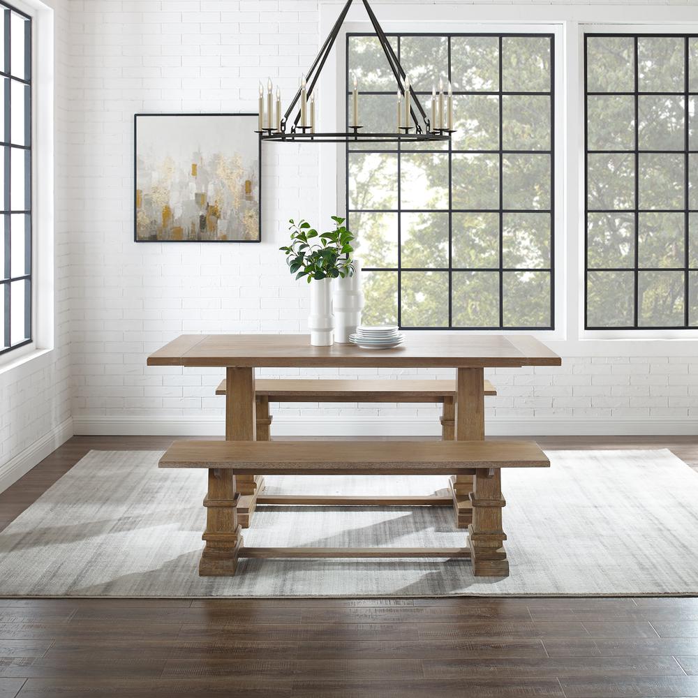 Joanna 3-Piece Dining Table Set For 6 – Table & 2 Benches