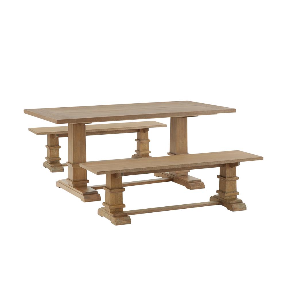 Joanna 3-Piece Dining Table Set For 6 – Table & 2 Benches