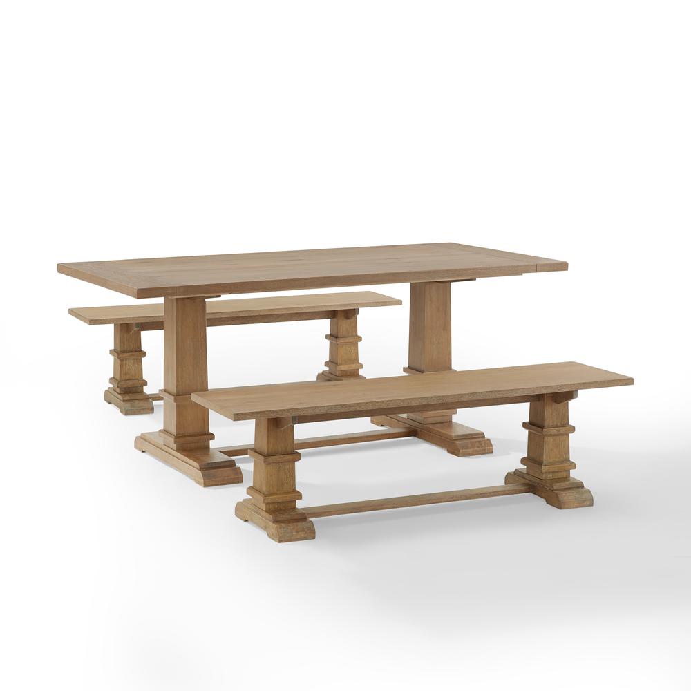 Joanna 3-Piece Dining Table Set For 6 – Table & 2 Benches