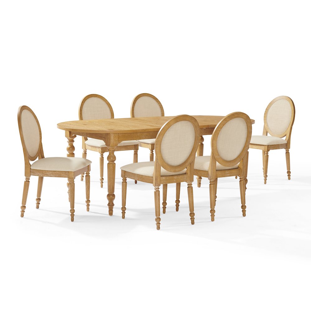 Daphne 7-Piece Dining Set For 6 Rustic Brown/Crème – Table & 6 Chairs