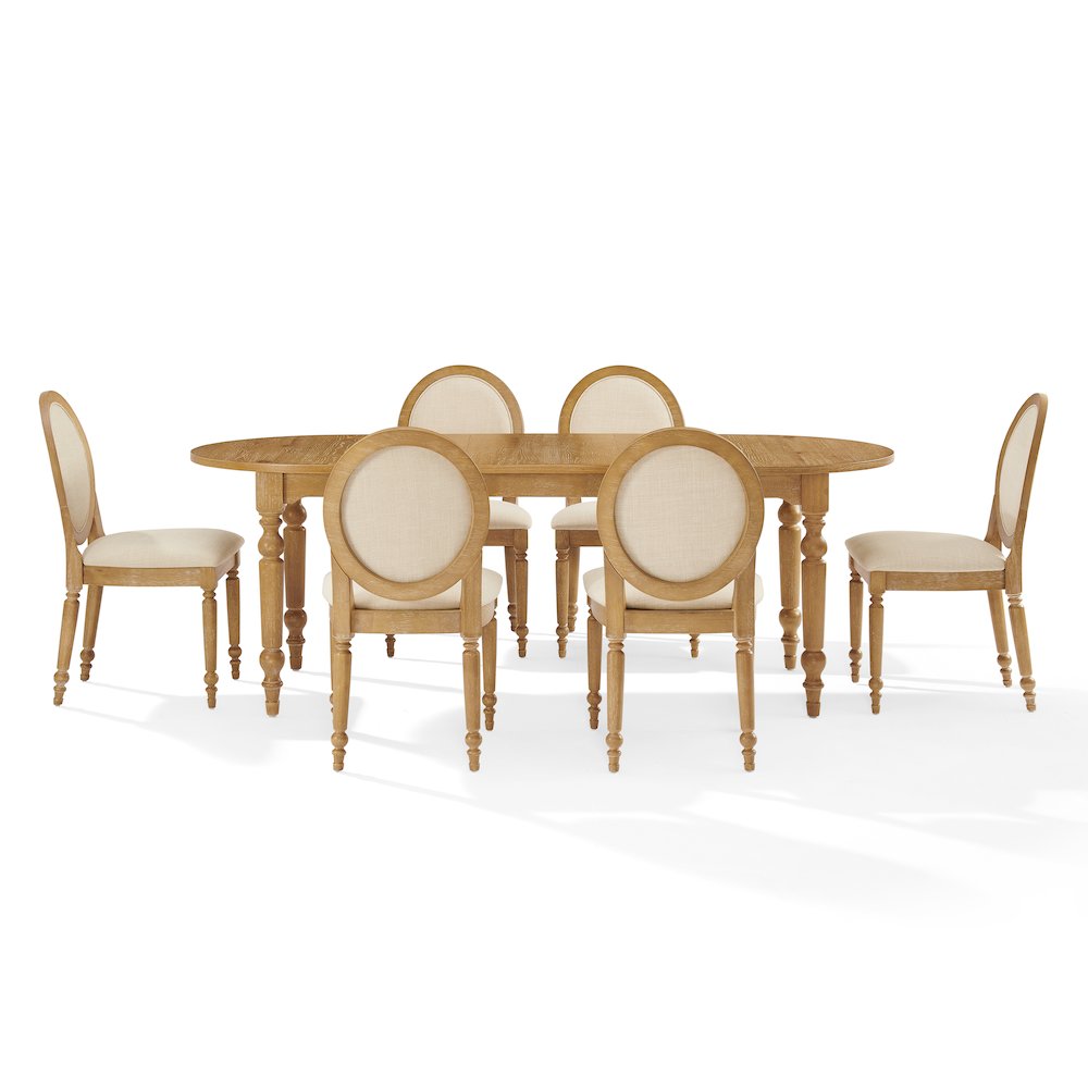 Daphne 7-Piece Dining Set For 6 Rustic Brown/Crème – Table & 6 Chairs