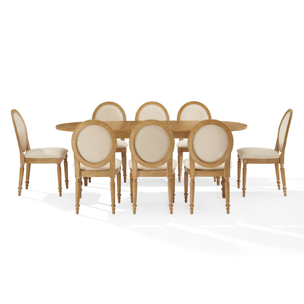 Daphne 9-Piece Dining Set For 8 Rustic Brown/Crème – Table & 8 Chairs