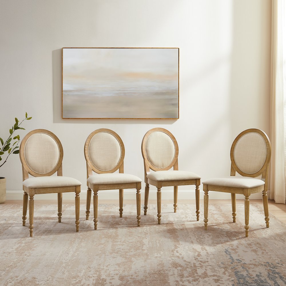 Daphne 4-Piece Dining Chair Set Rustic Brown/Crème – 4 Chairs
