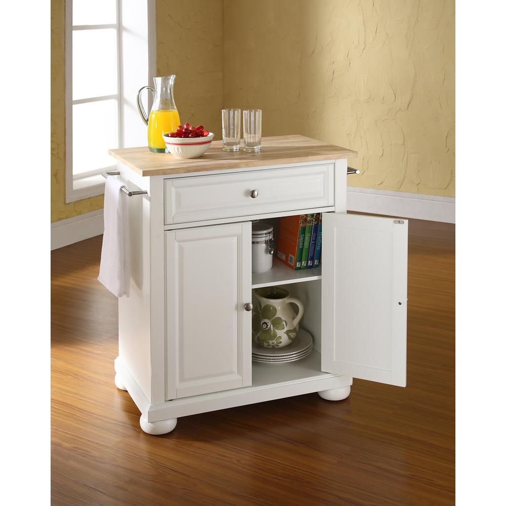 Alexandria Wood Top Portable Kitchen Island/Cart
