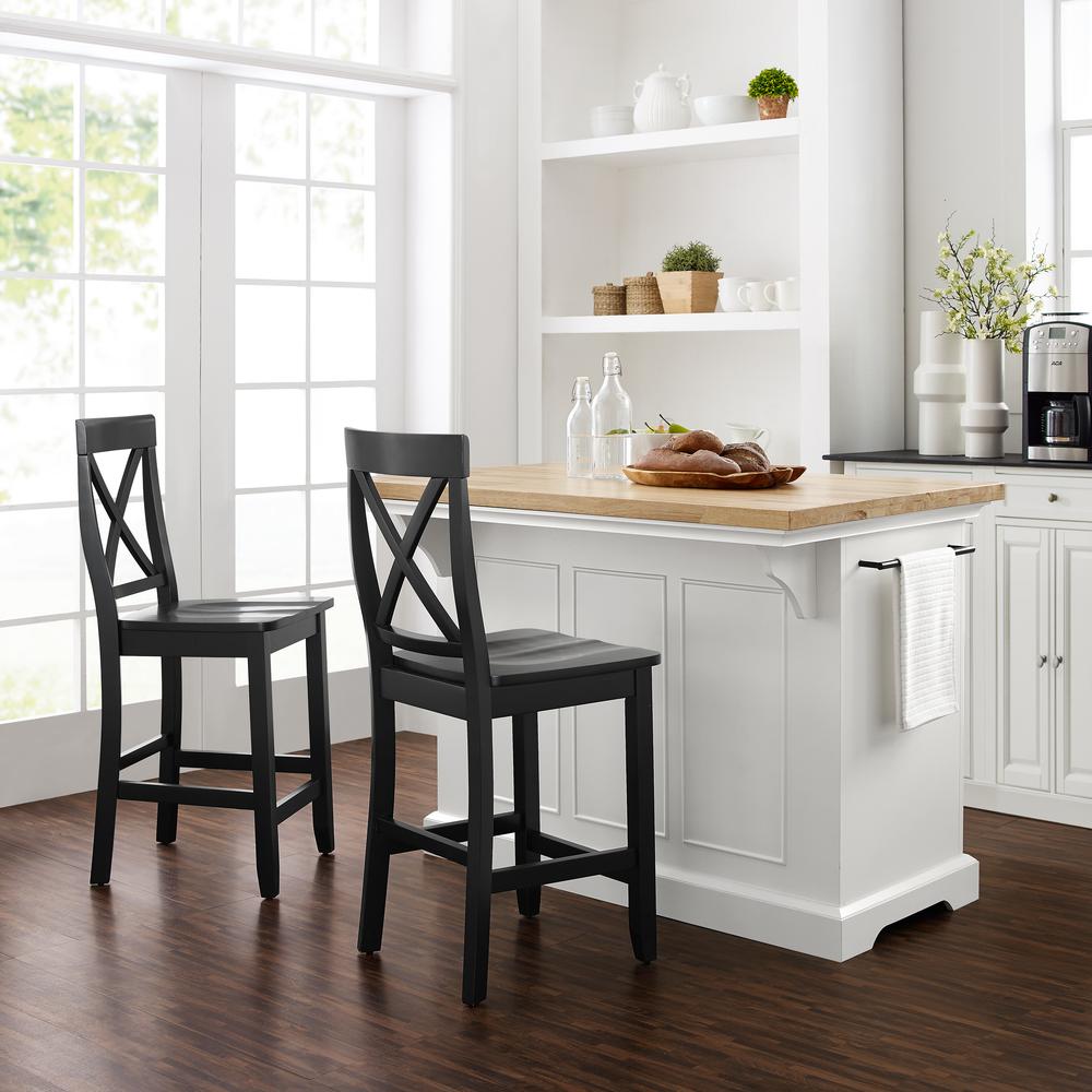 Julia Wood Top Island W/X-Back Stools – Island & 2 Stools