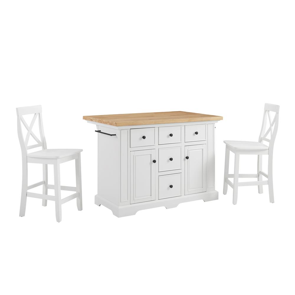 Julia Wood Top Island W/X-Back Stools – Island & 2 Stools