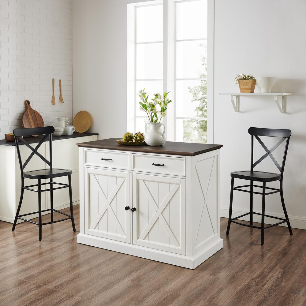 Clifton Kitchen Island W/Camille Stools – Kitchen Island & 2 Stools