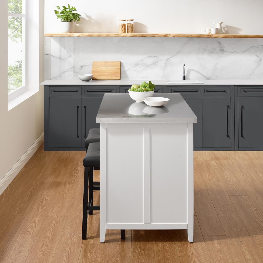 Silvia Stainless Steel Top Island W/Uph Saddle Stools
