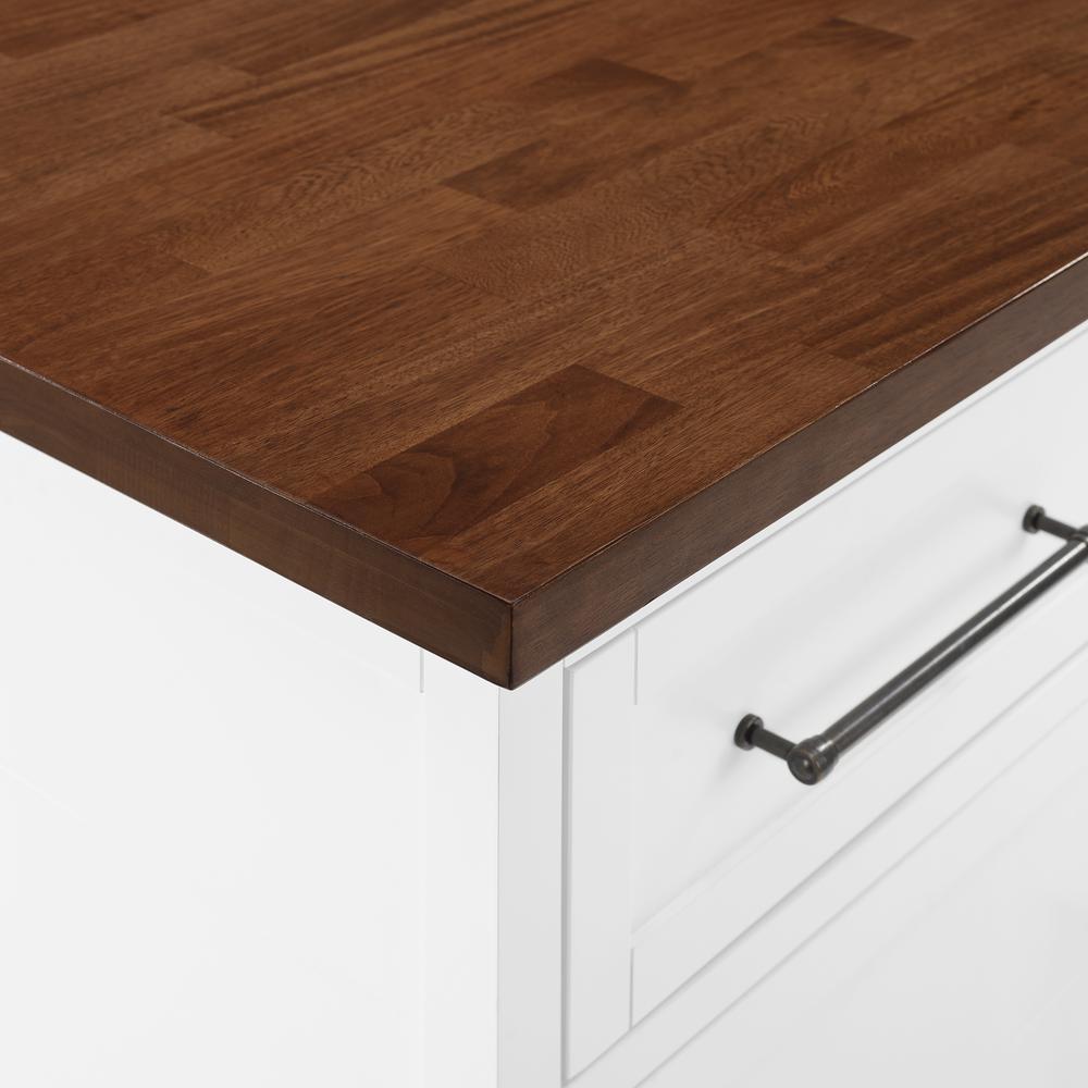 Bartlett Wood Top Kitchen Island W/Uph Square Stools – Kitchen Island & 2 Stools
