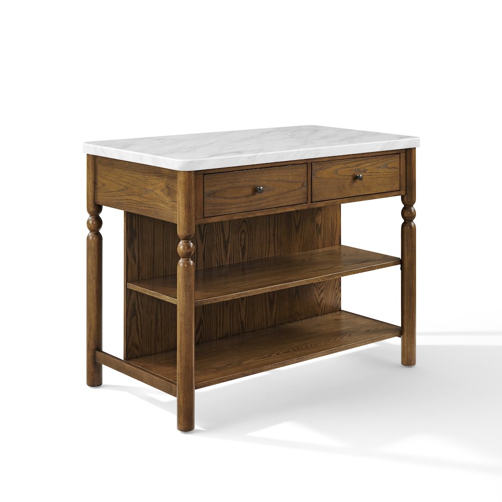 Roselyn Faux Marble Top Sit At Kitchen Island Brown/White Marble